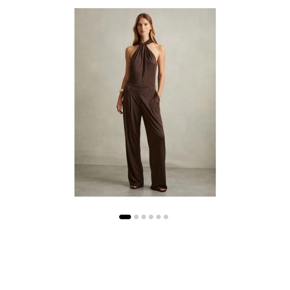 Reiss Brown Halter Jumpsuit with Wide-Leg Design - Picture 1 of 6